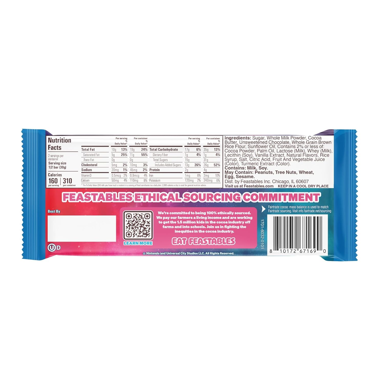 MrBeast Feastables Galaxy Cocoa Crunch Chocolate Bar, 10 Count, Limited Edition for The Super Mario Galaxy Movie, 60g Each