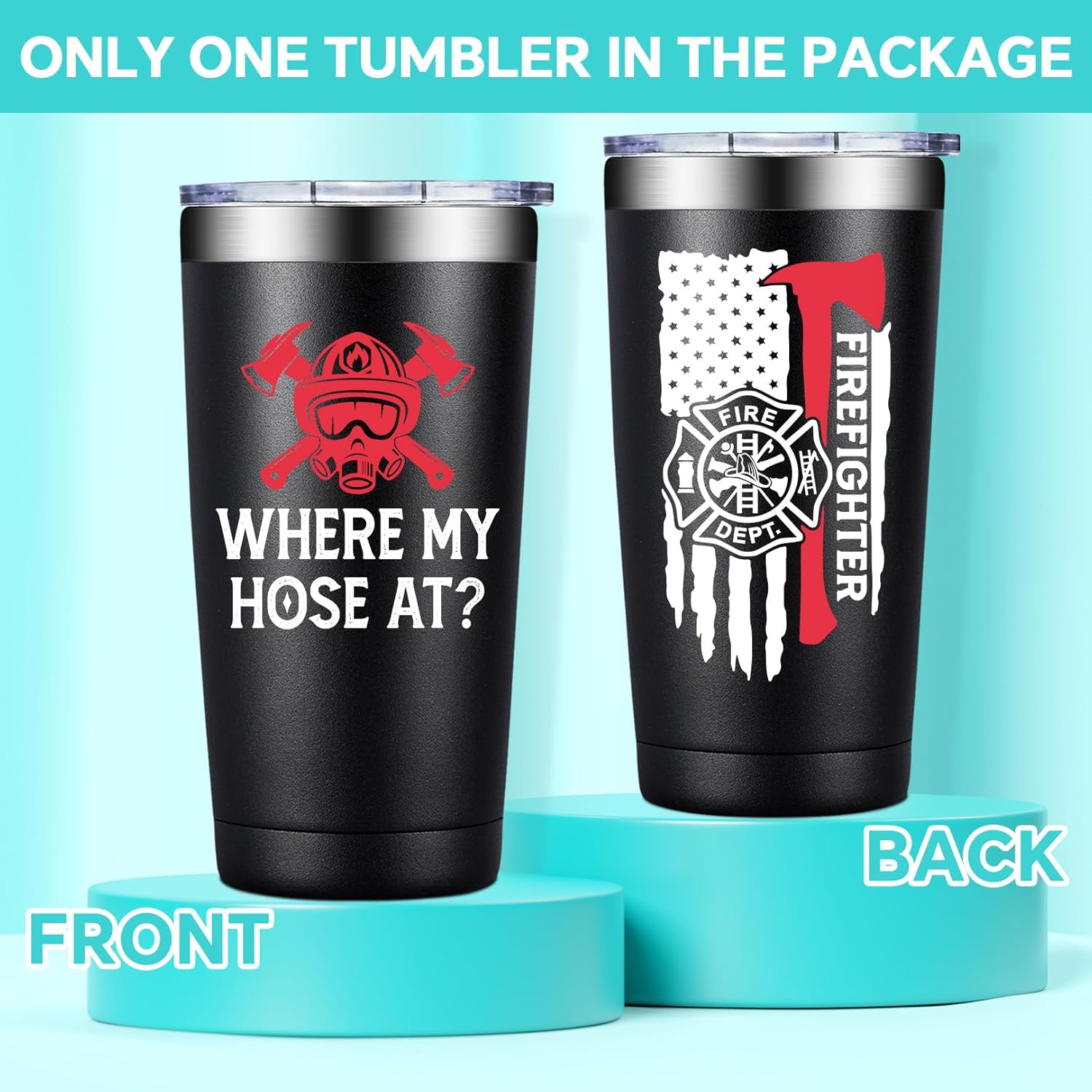 BIRGILT Firefighter Gifts for Men, Women - Fireman Fathers Day Gift for Firefighters Men - Fireman Fire Fighter Gifts for Birthday, Graduation, Christmas - Where My Hose at Firefighter Tumbler 20oz
