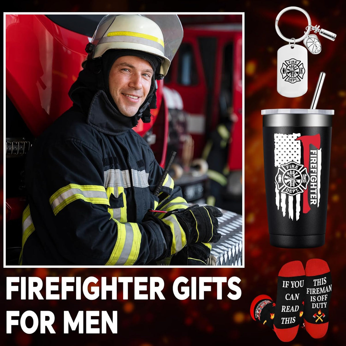 BIRGILT Firefighter Gifts for Men, Women - Fireman Fathers Day Gift for Firefighters Men - Fireman Fire Fighter Gifts for Birthday, Graduation, Christmas - Where My Hose at Firefighter Tumbler 20oz