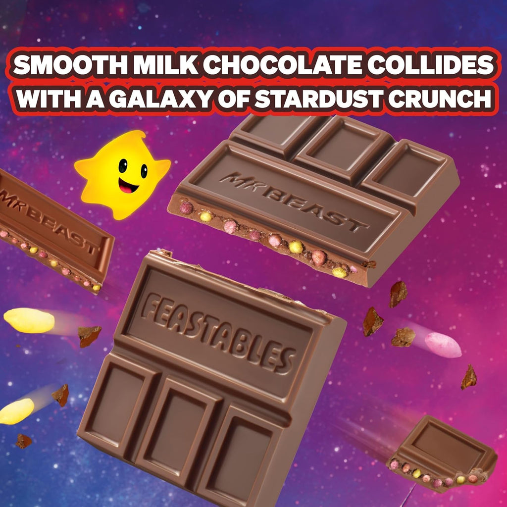 MrBeast Feastables Galaxy Cocoa Crunch Chocolate Bar, 10 Count, Limited Edition for The Super Mario Galaxy Movie, 60g Each
