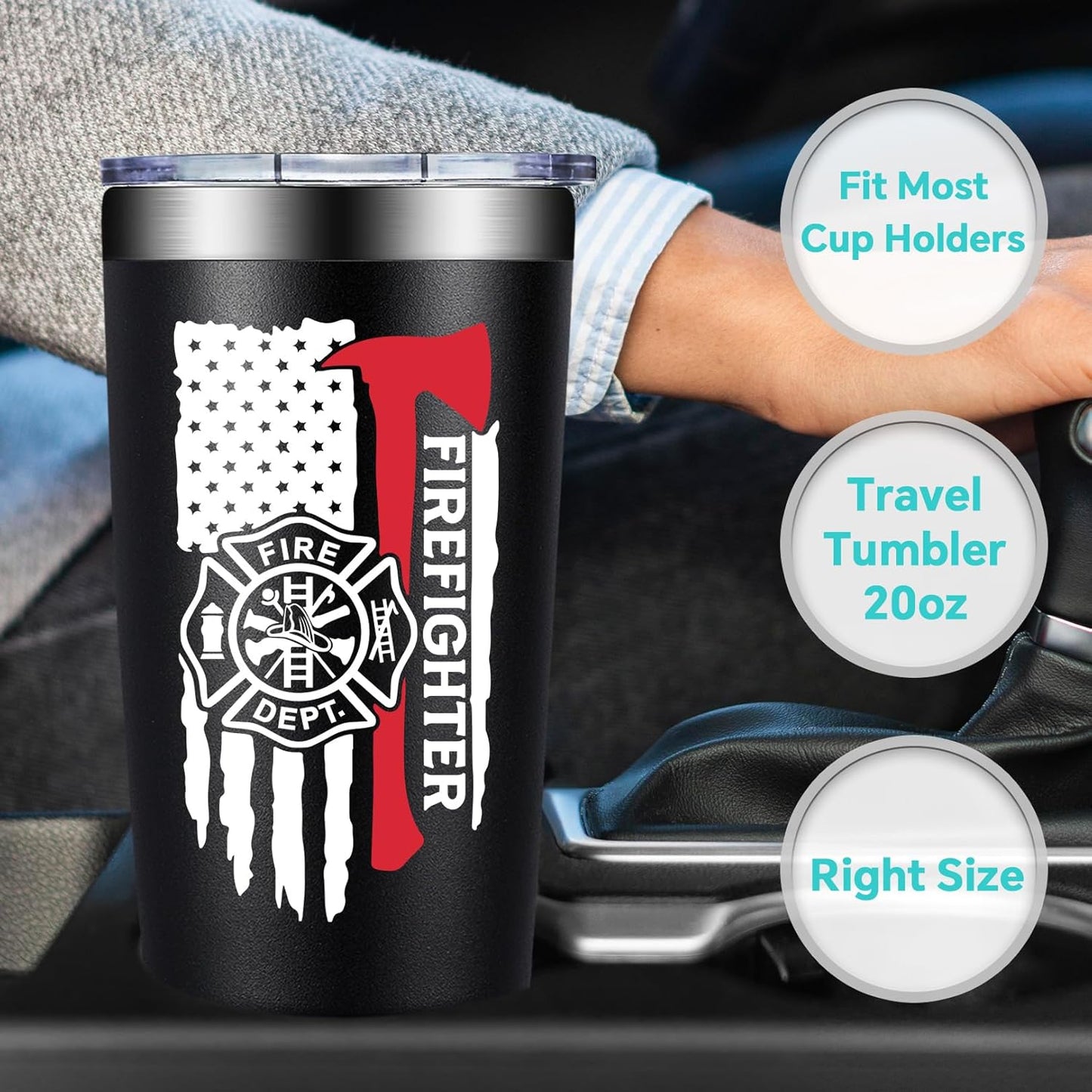 BIRGILT Firefighter Gifts for Men, Women - Fireman Fathers Day Gift for Firefighters Men - Fireman Fire Fighter Gifts for Birthday, Graduation, Christmas - Where My Hose at Firefighter Tumbler 20oz