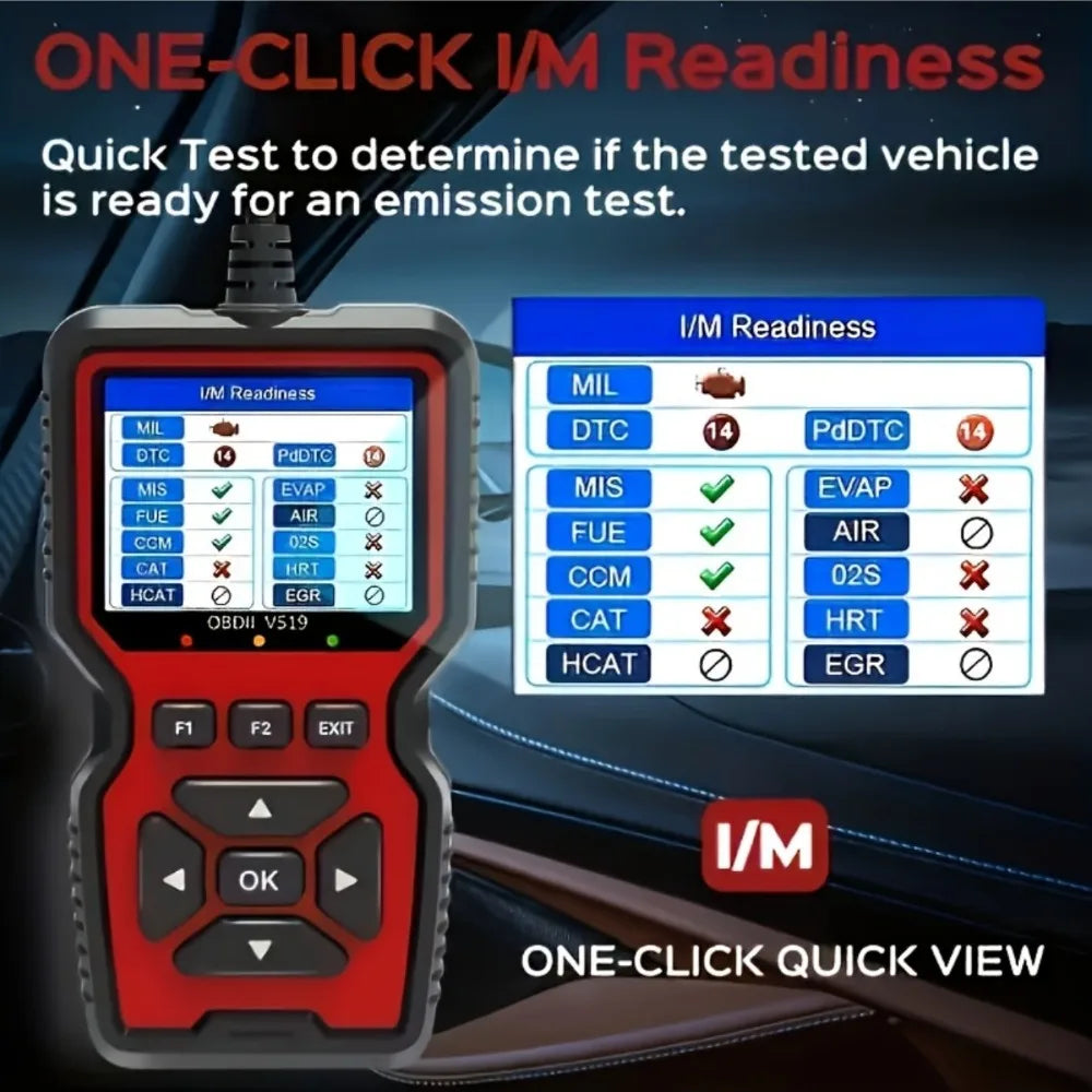 Check Engine System V519 Battery Tester Car OBD2 Code Reader OBD II EOBD Scanner Fault Code Clear Car Diagnostic Tools