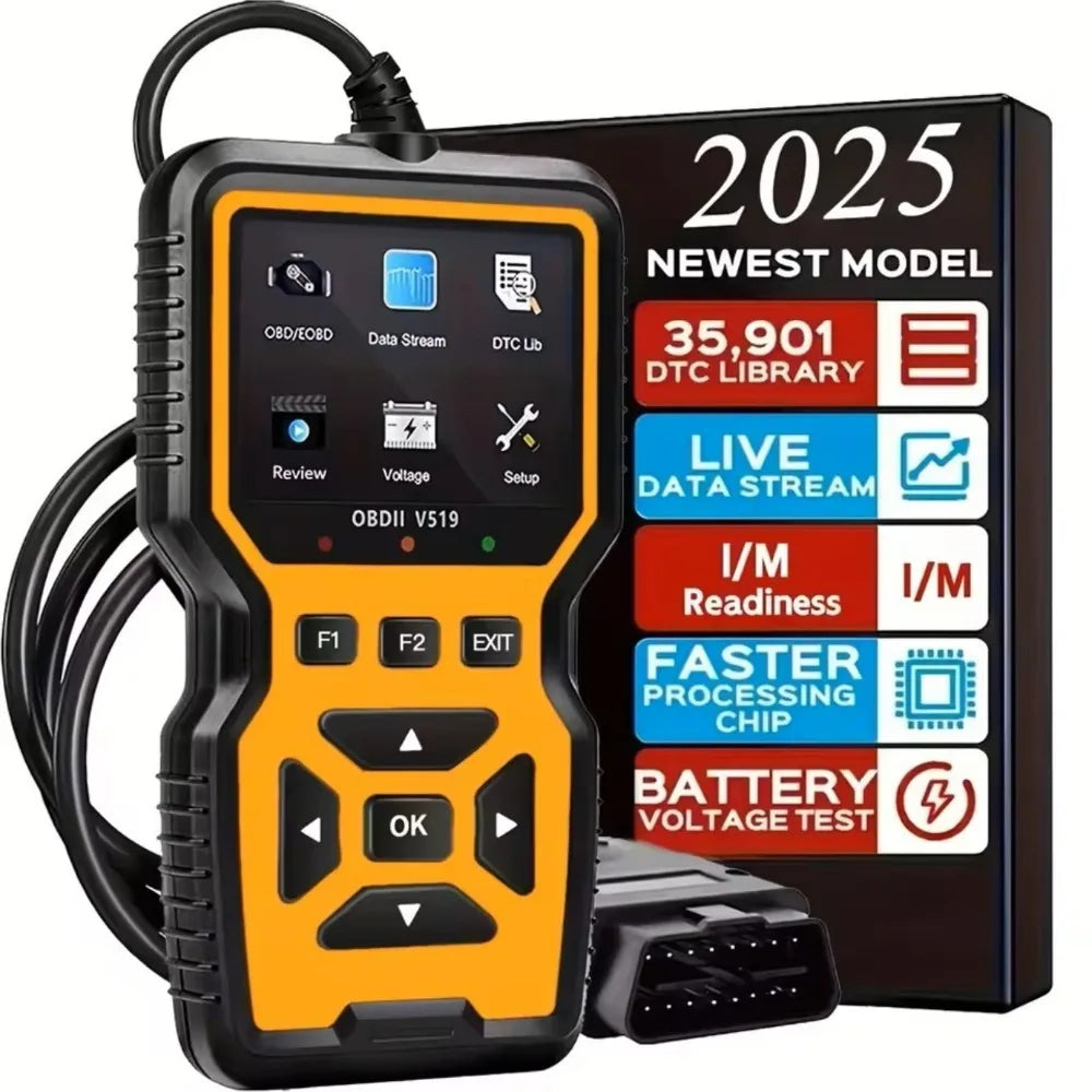 Check Engine System V519 Battery Tester Car OBD2 Code Reader OBD II EOBD Scanner Fault Code Clear Car Diagnostic Tools